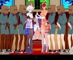 3girls 7boys anal barely_clothed black_male black_male_white_female breasts casual_nudity change_in_common_sense condom condom_accessories cucked_lesbian cum_drip cum_on_leg exhibitionism fellatio functionally_nude gloves gundam gundam_suisei_no_majo high_heels holding_hands holding_hands_while_penetrated imminent_sex interracial miorine_rembran no_panties panties pussy questionable_consent randomfella0 running_a_train secelia_dote stockings suletta_mercury text thighhighs white_male