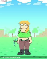 1girls 2026 2d alex_(minecraft) animated areolae big_breasts big_thighs body_growth body_growth_(enlargement) breast_growth color diamond_pickaxe expansion female female_only gameplay_mechanics green_eyes growth holding huge_breasts large_areolae large_breasts light-skinned_female light_skin lilmoonie minecraft nipples no_sound outdoors pickaxe pubic_hair pussy size_transformation solo solo_female standing tagme thick_thighs thighs torn_clothes torn_footwear video wide_hips