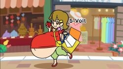 5-volt brown_eyes brown_eyes_female brown_hair brown_hair_female brunette_hair brunette_hair_female edited edited_art edited_official_artwork edited_screencap hyper_belly milf morphtothetop nintendo pregnant pregnant_belly pregnant_female pregnant_milf red_shirt red_shoes solo solo_female solo_focus warioware