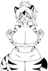 big_ass big_breasts skirt sonicguru thicc thick_ass thick_thighs tiger tubetop