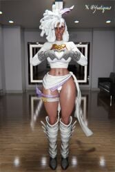 3d female female_only heart_sign looking_at_viewer marvel_rivals pubic_hair solo solo_female standing storm_(marvel_rivals) yeetiques