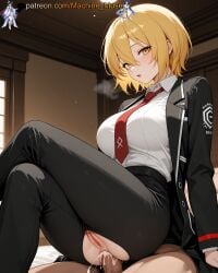 1girl 1girls adult adult_female ai_generated anal anal_insertion anal_penetration anal_sex belt big_breasts black_coat black_jacket black_pants blonde_hair boobs breasts bust busty busty_female busty_girl cock collared_shirt crossed_legs cum cum_in_ass dick don_quixote_(limbus_company) eye_contact female girl girl_on_top hair_between_eyes hetero high-waist_pants jacket large_breasts legs limbus_company long_sleeves looking_at_viewer machine_muse mature mature_body mature_female necktie open_clothes pants penis penis_in_ass project_moon pussy pussy_juice red_necktie reverse_cowgirl_position semen sex sex_from_behind sexy sexy_body shirt short_hair solo_focus sperm tits uncensored vagina watermark wet_pussy white_shirt yellow_eyes