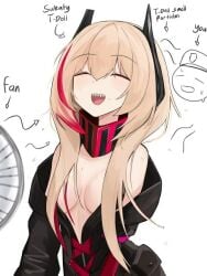 1boy 1girl breasts commander_(girls'_frontline) electric_fan gamryous girls'_frontline higher_resolution_available long_hair low_res m4_sopmod_ii_(girls'_frontline) short_hair