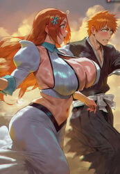 ai_assisted ai_generated big_breasts bleach bleach:_the_thousand-year_blood_war ichigo_kurosaki inoue_orihime shexyo