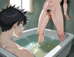 ai_generated bathing bathing_together brother brother_and_sister buurazu casual_urination disgusted female female_pubic_hair incest kuroki_tomoki kuroki_tomoko male nude peeing peeing_in_bath peeing_in_water pubic_hair pussy shocked shocked_expression sister splashing unshaved_pussy urination urine urine_drip urine_stream watashi_ga_motenai_no_wa_dou_kangaetemo_omaera_ga_warui!