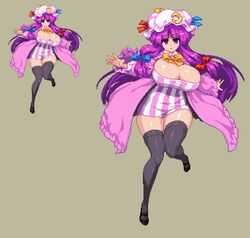 2d big_breasts breasts female huge_breasts large_breasts looking_at_viewer patchouli_knowledge pixel_art purple_hair takorin touhou