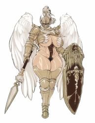 angel angel_wings armor armored_female big_breasts breasts female_knight hips knight large_breasts muscular muscular_female original original_character pubes pubic_hair tagme thick_thighs thighs wide_hips xiao_taiyang_t2333