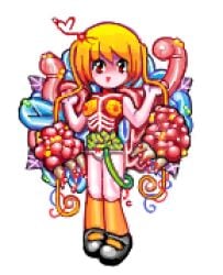 avvunka blonde_hair breasts female guro intestines mary_janes nipples original pixel_art red_eyes ribs shoes smietana_(avvunka) socks twintails