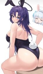 ass_focus before_sex bunny_ears bunny_tail bunnysuit huge_ass im_hornyasf looking_at_viewer purple_hair