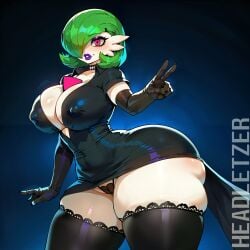 ai_generated big_ass big_breasts cleavage dress furry gardevoir headletzer night_dress nipple_bulge pokemon pokemon_(species) simple_background tagme