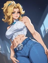 abs ai_generated big_breasts blonde_hair fit_female floppydisc invisible_woman invisible_woman_(marvel_rivals) large_breasts long_hair marvel marvel_rivals muscles muscular muscular_female sue_storm