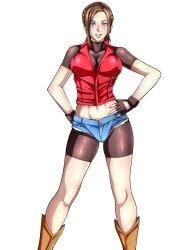 biker_shorts claire_redfield hotpants ponytail resident_evil resident_evil_2 shorts spats