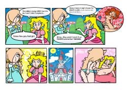 2girls accurate_art_style comic domnirch english_text female luigi mario_(series) nintendo princess_daisy princess_peach princess_rosalina sex_toy strap-on super_mario_bros. text text_bubble