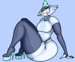 andrealphus_(helluva_boss) armwear avian big_ass crown doopie doopkaboom_(artist) faggot gay heels helluva_boss high_heels huge_ass platform_heels slutboy solo thick_thighs thighhighs thong vivziepop