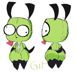 andromorph anthro ass big_butt femboy gir_(invader_zim) hi_res intersex invader_zim lagata_(artista) male nickelodeon solo