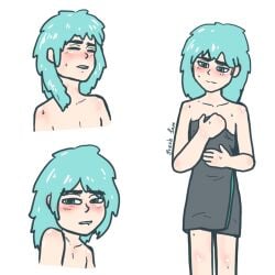 blue_hair boy cute fresh_draws fresh_san no_visible_genitalia towel zontik зонтик зонтик_(13_карт)