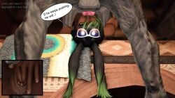 3d black_hair canine canine_penis face_fucking final_fantasy final_fantasy_xiv fingering fingering_self gpose(ffxiv) grassfed_viera green_eyes green_highlights laying_on_bed pussy saliva sunglasses_on_head text text_bubble viera wet_pussy zoophilia zoophilia