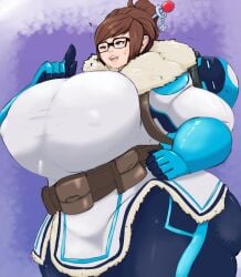 1girls asian brown_hair huge_breasts mei_(overwatch) overwatch tagme