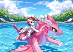 airiniblock alternate equid equine feral hasbro hi_res imaginary inflatable inflation male mammal my_little_pony mythological_creature mythological_equine mythology opaque original_character pegasus pool solo spreading swift swimming unknown_species version wings