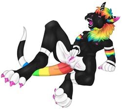 amalgam anthro chimera cuntboy equine fjordess fur horn hybrid intersex mammal mane masturbation multicolored_fur pink_paws pussy rainbow rainbow_fur unicorn zinc