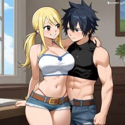 ai_generated black_hair blonde_hair clothed couple fairy_tail gray_fullbuster lucy_heartfilia