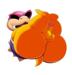 absurd_res anthro ass backsack balls big_butt eyewear genitals glasses hi_res koopa koopaling legs_up male mario_bros nintendo nude penis presenting presenting_hindquarters roy_koopa scalie shell short_stack short_tail solo spikes tail tepigfan101