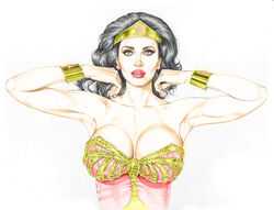 1girls actress amazon amazonian armando_huerta armpits bare_shoulders black_hair blue_eyes bracelet breasts celebrity cleavage colored covered_breasts dc dc_comics diana_prince eyelashes female female_only human jewelry justice_league large_breasts lipstick long_hair looking_at_viewer lynda_carter makeup nail_polish solo tagme tiara upper_body wonder_woman wonder_woman_(1975) wonder_woman_(lynda_carter) wonder_woman_(series)