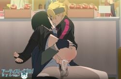 1girls 2boys after_kiss age_difference anal blunt_bangs booty_shorts boruto:_naruto_next_generations boruto_sex cape carrying cheating cheating_husband climax closed_eyes clothed_sex clothing cucked_by_father cuckquean cum cum_in_ass cum_inside cumdrip dilf erection fingerless_gloves gay gloves hair_over_one_eye headband hi_res hiding jacket kissing male male/male male_only male_penetrated male_penetrating market mature mature_male naruto naruto_(series) older_male onoro_nyo open_toe_shoes outside pants_around_one_leg pants_down penis pubic_hair public public_sex risky_sex sarada_uchiha sasuke_uchiha shirt sitting spread_legs stealth stealth_sex straddling teacher_and_student uzumaki_boruto watermark yaoi younger_male