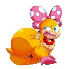 absurd_res anthro ass big_butt bow_ribbon breasts clothing female footwear footwear_only hi_res huge_butt koopa koopaling mario_bros mostly_nude nintendo nipples nude presenting presenting_hindquarters scalie shoes shoes_only short_tail solo tail tepigfan101 wendy_o._koopa