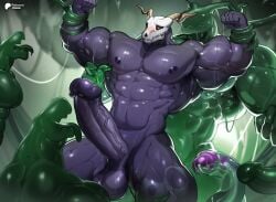 abs anthro areola balls barazoku big_balls big_muscles big_pecs big_penis blush bone demon elias_ainsworth embarrassed erection genitals glowing glowing_eyes goo_creature group hi_res horn huge_balls huge_cock huge_muscles huge_pecs huge_thighs humanoid_genitalia humanoid_penis imminent_anal imminent_gangbang imminent_oral magangz male male/male manly monster muscular muscular_anthro muscular_arms muscular_legs muscular_male muscular_thighs nipples nude pecs penis pupils purple_body questionable_consent red_pupils saggy_balls sex skull skull_head teasing the_ancient_magus_bride thick_arms thick_penis thick_thighs vein veiny_arms veiny_muscles veiny_penis