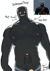 1boy artist_request bald big_penis black_body black_skin english_text muscular muscular_male nipples non-human penis reference_image roblox roblox_avatar robloxian scary_face source_request tagme text