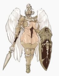 angel angel_wings armor armored_female big_breasts breasts female_knight hips knight large_breasts muscular muscular_female original original_character shaved_pussy tagme thick_thighs thighs wide_hips xiao_taiyang_t2333