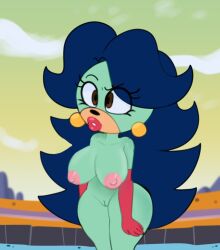 big_breasts big_lips big_nipples breezie_hedgebot_robotnik breezie_the_hedgehog busty_female confused_look no_bra no_panties nude_edit nude_female pink_nipples pussy sonic_(series) undressed