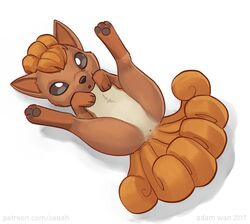 2017 adam_wan anus cute nintendo pokemon pokemon_(species) simple_background spread_legs spreading video_games vulpix zaush