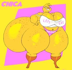 1girls anthro ass ass_bigger_than_head ass_bigger_than_torso avian big_ass big_breasts bottom_heavy breasts bubble_butt chica_(fnaf) clothing dat_ass fat_ass female female_only five_nights_at_freddy's freckles huge_ass hyper hyper_ass large_ass looking_at_viewer massive_ass panties png schplingnops shirt smile solo text_on_clothing thick_ass thick_thighs thunder_thighs wide_hips