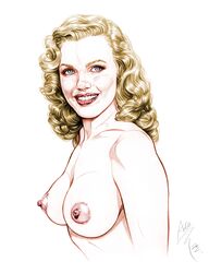 1girls actress armando_huerta bare_shoulders blonde blonde_hair blue_eyes breasts celebrity colored eyelashes female female_only human large_breasts lipstick long_hair makeup marilyn_monroe model nipples solo tagme topless