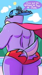 anus anus_close-up back_view bara brawl_stars dinosaur muscular pierce_(brawl_stars) ripped_clothing