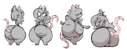 anthro anus ass big_ass big_butt breasts elisa_(maddeku) female fur grey_fur huge_ass huge_butt maddeku mammal nipples nude overweight rat rattie rear_view rodent slightly_chubby wide_hips