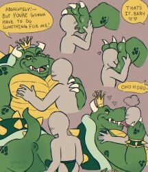 1boys 1other 2023 3_toes 5_fingers ambiguous_gender anthro anus belly black_text bowser claws crown crown_only digital_drawing_(artwork) digital_media_(artwork) english_description english_text faceless_ambiguous faceless_character faceless_human feet fingers foot_fetish foot_focus foot_lick foot_play forked_tongue furry furry_male green_anus green_body green_eyelids green_shell green_skin grey_background headgear headgear_only heart_symbol human human_on_anthro interspecies king king_koopa koopa licking male male/ambiguous mammal mario_(series) nintendo open_mouth reptile royalty scalie shell signature simple_background super_mario_bros_super_show talking_to_another talking_to_partner text toes tongue vvondermoon white_claws yaoi yellow_belly yellow_crown yellow_sclera yellow_speech_bubble yellow_spikes
