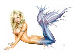 1girls actress armando_huerta ass bare_shoulders blonde blonde_hair blue_eyes breasts celebrity colored eyelashes female female_only fins fish fish_girl fish_tail hips large_breasts legs lips lipstick long_hair looking_at_viewer makeup mermaid monster monster_girl nail_polish nipples pamela_anderson solo tagme tail thighs topless