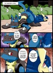 anal anal_knotting anal_sex anus balls blue_balls colored comic cum cum_in_ass cum_inside cum_while_penetrated cumshot duo edit ejaculation english_text erection fur gaping gaping_anus greninja hands-free heart heart-shaped_pupils highres inflation kivwolf knot knotting lucario male male_penetrating nintendo open_mouth orgasm outdoors penetration penis pokemon pokemon_(species) red_eyes redoxx sex shocked symbol-shaped_pupils text yaoi