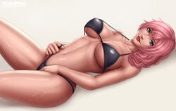 1girls artist_name belly bikini bikini_bottom bikini_top blue_eyes breasts cleavage covered_breasts dissidia_final_fantasy eclair_farron female female_only final_fantasy final_fantasy_vii final_fantasy_xiii flowerxl hips large_breasts legs long_hair looking_at_viewer lying midriff navel pink_hair solo square_enix swimsuit thighs watermark web_address