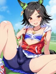 1boy 1femboy ai_generated balls blush dickgirl femboy futa_sans_pussy futanari horse_ears horse_girl horse_tail ian8766_(artist) imminent_oral imminent_sex intersex looking_at_viewer male male_only outside partially_clothed penis perineum pov precum public self_upload solo solo_male sweat teasing testicles trap umamusume umamusume_pretty_derby uncensored winning_ticket_(umamusume) yaoi