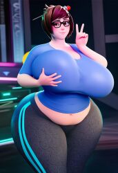 3d 3d_(artwork) ai_generated ass big_ass big_hips booty breasts cleavage dumptruck_ass dumptruck_booty dumptruck_butt gigantic_ass gigantic_breasts hips huge_ass huge_breasts large_ass large_breasts leggings lubbasdump mei_(overwatch) overwatch overwatch_2 tank_top thighs wide_hips yoga_pants