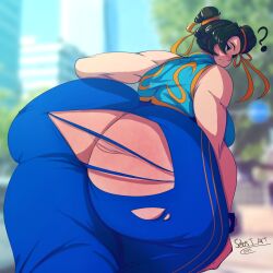 1girls ass ass_bigger_than_head big_ass big_breasts big_thighs blush breasts breasts_bigger_than_head brown_eyes brown_hair capcom chun-li clothed clothing enormous_ass enormous_breasts enormous_thighs female female_focus female_only gigantic_ass gigantic_breasts gigantic_thighs huge_ass huge_breasts huge_thighs hyper hyper_ass hyper_thighs legwear lips lipstick looking_at_viewer sebs_i_art street_fighter street_fighter_6 tagme thick_thighs thighs thighs_bigger_than_head torn_clothes torn_clothing wardrobe_malfunction