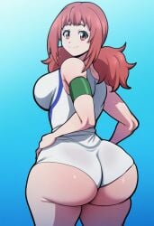 1girls ai ai_generated ass_focus back_view behind_view big_ass big_butt bubble_ass bubble_butt female keijo!!!!!!!! looking_at_viewer novelai soft_butt solo swimsuit thick_thighs toyoguchi_non