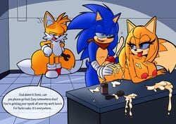 ass big_breasts big_penis breasts canine cuckold cum cum_everywhere cum_on_ass cum_on_body female fox galaxyviolet hedgehog huge_cock male mammal messy penis sonic_(series) sonic_boom sonic_the_hedgehog superbunnygt tails zooey_the_fox