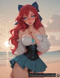 1girls ai_assisted ai_generated anime anime_girl ariel ariel_(the_little_mermaid) ass beach bikini breasts cartoon cartoony cute disney dress eyelashes eyeliner eyes eyeshadow female female_only ginger ginger_female ginger_hair high_resolution highres kawaii manga mewmimi patreon patreon_url patreon_username pussy red_hair redhair redhead_female sea seaside solo solo_focus sun tagme the_little_mermaid toony toony_face