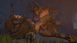 anal anal_sex animated balls charr duo erection feline fur guild_wars horn ictonica lying male mammal muscular on_side open_mouth penetration raised_leg sex yaoi