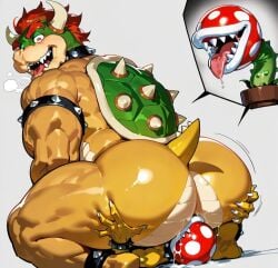2boys ahe_gao ahegao_face ai_generated anthro big_ass big_butt big_fat_ass big_thighs bowser crazy_eyes dominant domination dotal ecstasy evil_grin evil_smile facesitting fat_ass furry furry_male gay gay_domination gay_male gay_sex hands_on_ass horns interspecies koopa larger_male looking_back looking_pleasured male male/male mario_(series) muscles muscular muscular_male nintendo piranha_plant pleasure_face red_hair reptile riding riding_face rimjob rimming saliva scalie shell spiked_shell spikes super_mario_bros. tail tongue tongue_out yellow_skin